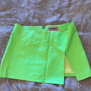 Edikted ultra 90s mini faux leather skirt in neon lime green size small